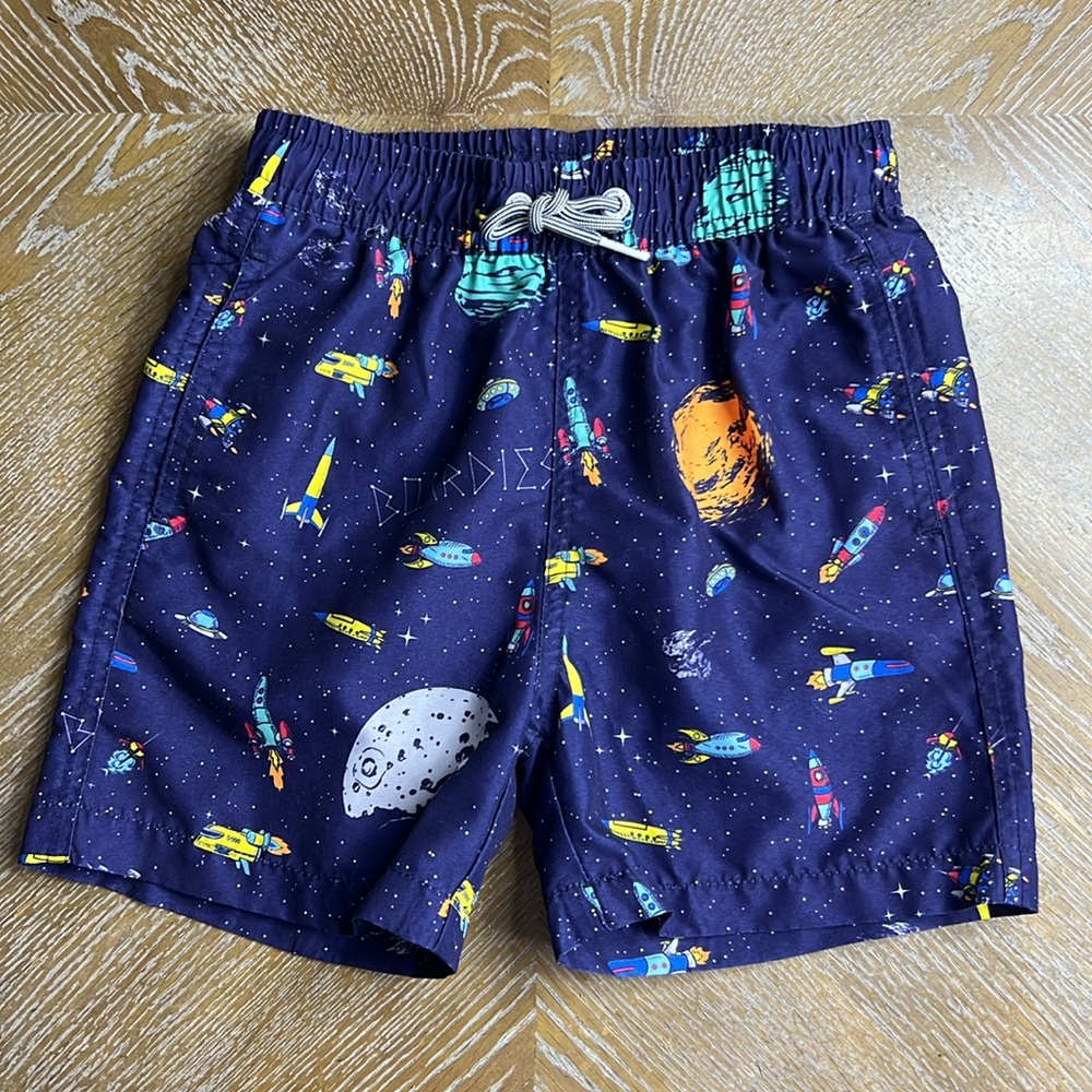 BOARDIES Little Boy Space Print Blue Swim Shorts 5-6